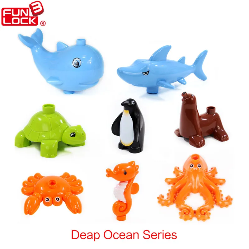 Funlock Duplo игрушки блоки 8 шт. серии глубоководный океан набор животных с акулой