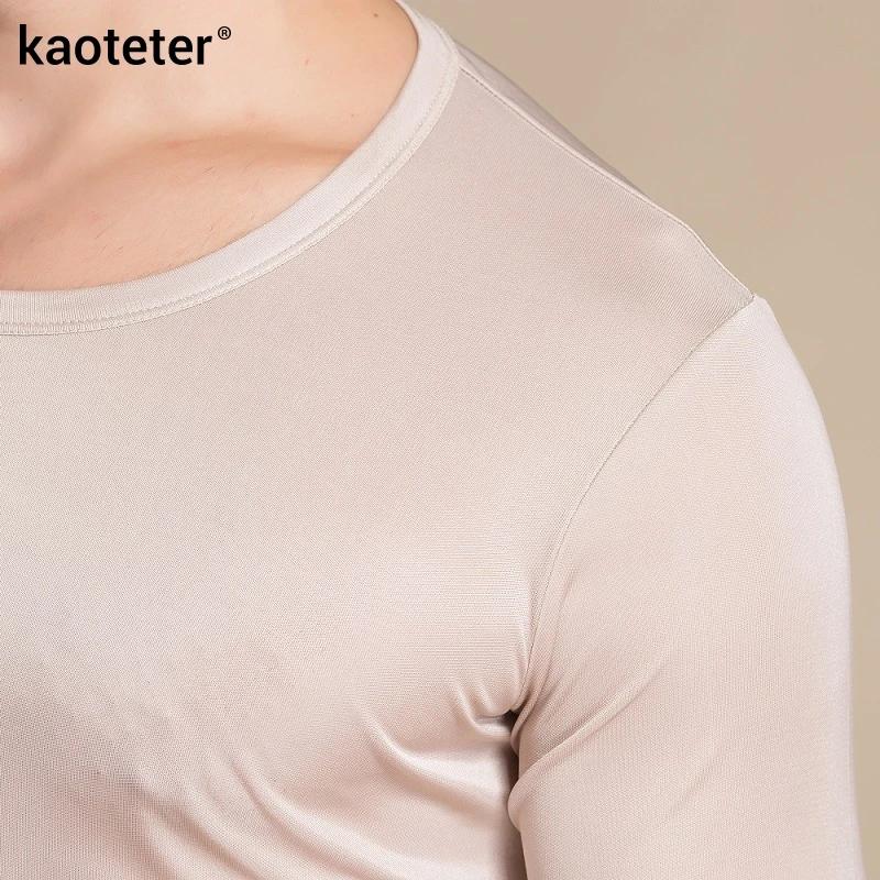 Комплект мужского нижнего белья кальсоны и брюки из чистого шелка с круглым