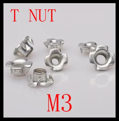 

100pcs/lot Zinc Plated Carbon Steel M3 Captive T Nuts Pronged Tee Nuts Blind Nuts