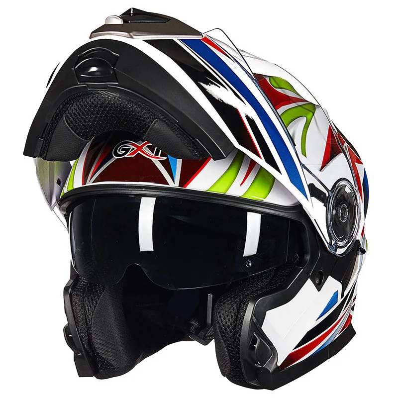 Модульный мотоциклетный шлем VCOROS откидной с двумя стеклами быстросъемный