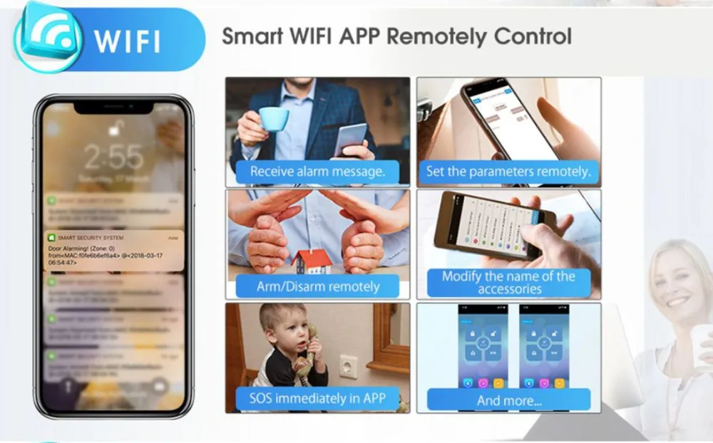 Yobang безопасности беспроводной Wi Fi 3G аварийная система 4 3 дисплей датчик двери