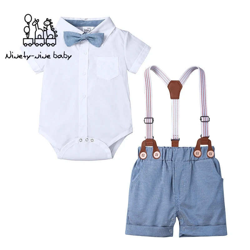 

New Born Baby Clothing Summer Gentleman Rompers 9-24M Baby Boys Cotton Jumpsuit Baby Boy Clothes Newborn Unisex Thin Costumes