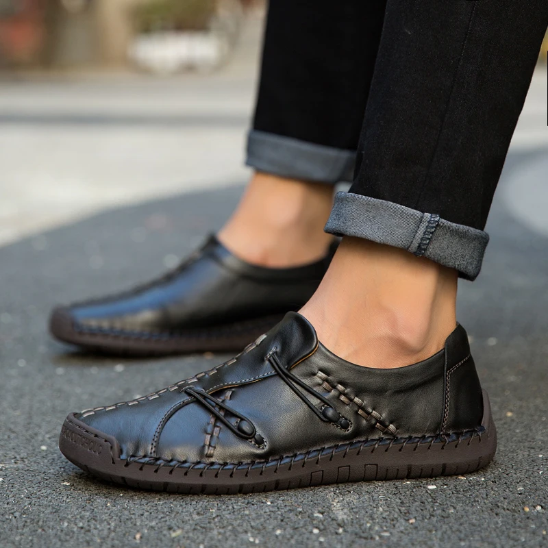 Высококачественная Мужская обувь из натуральной кожи модная повседневная