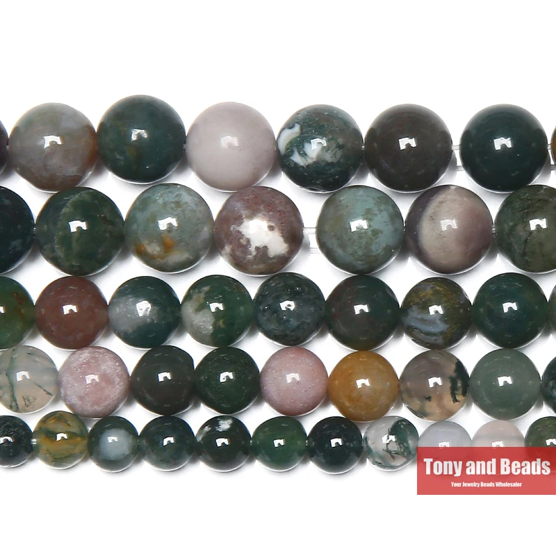 

Natural Stone Smooth Indian Agate Round Loose Beads 15" Strand 3 4 6 8 10 12 14MM Pick Size For Jewelry