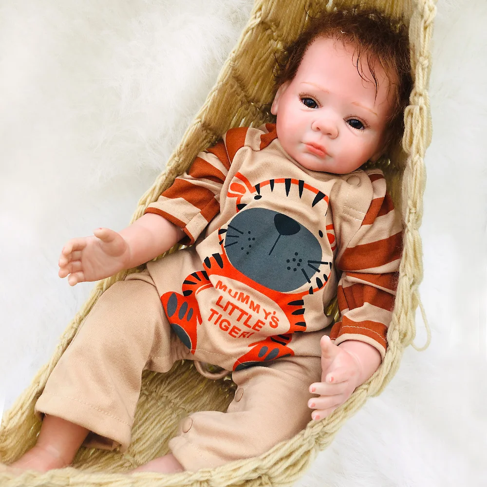 

Realistic Reborn Baby Doll Soft Silicone Stuffed Lifelike Baby Doll Toy Ethnic Doll For Kids Birthday Christmas Gifts