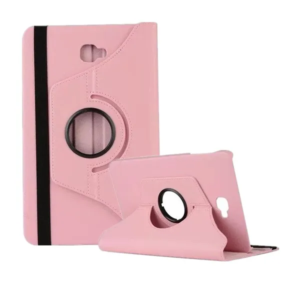 pink Чехол для Samsung Galaxy Tab A 10,1 T580 T585 SM-T580-T585 360 градусов вращающийся кожаный чехол для планшета+ протектор экрана - Цвет: pink