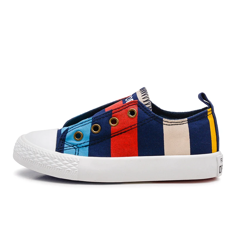 OPOEE 2019 Children canvas shoes boy blue striped girl color breathable board | Детская одежда и обувь