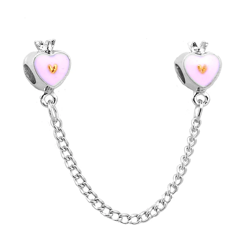pink heart Кристалл зажим Пробка шарик подходит Pandora талисманы Серебро 925 браслет брелок ювелирные изделия для женщин мужчин изготовление - Цвет: pink heart
