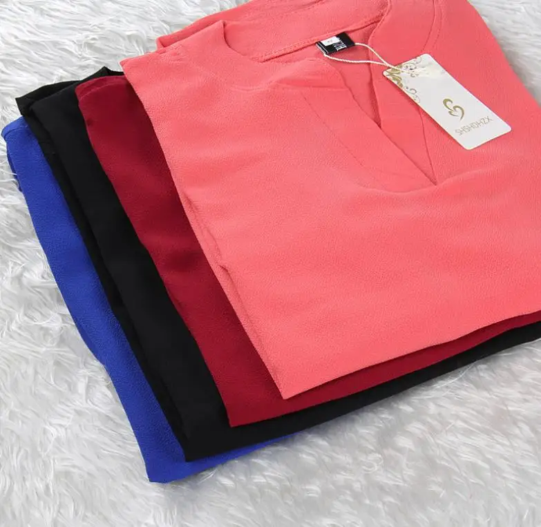Женские Большие размеры 4XL 5XL Свободные повседневные шифоновые блузки женские Летние черные однотонные с коротким рукавом Элегантные Топы Рубашки Блузы