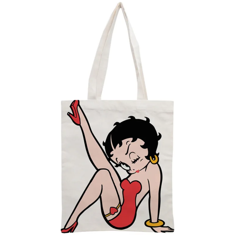 Пользовательские Betty Boop хлопок холст хозяйственные сумки 30x35 см сумка многоразовая сумка женская сумка на плечо из ткани складная - Цвет: 8