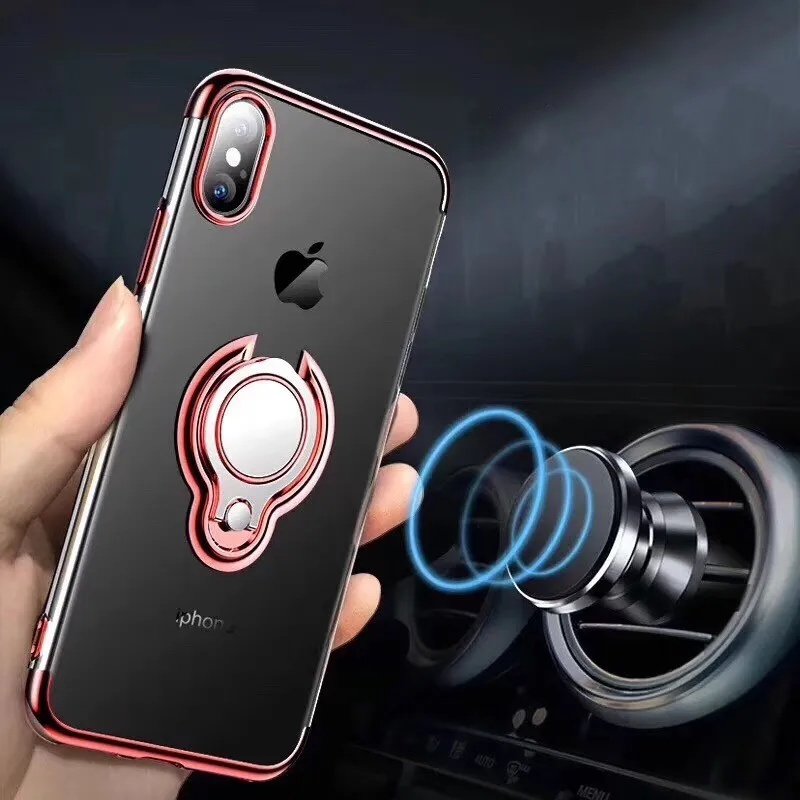 QJW Роскошный прозрачный магнетизм мягкий чехол для телефона iPhone XS Max XR X 6 6s 7 8 плюс
