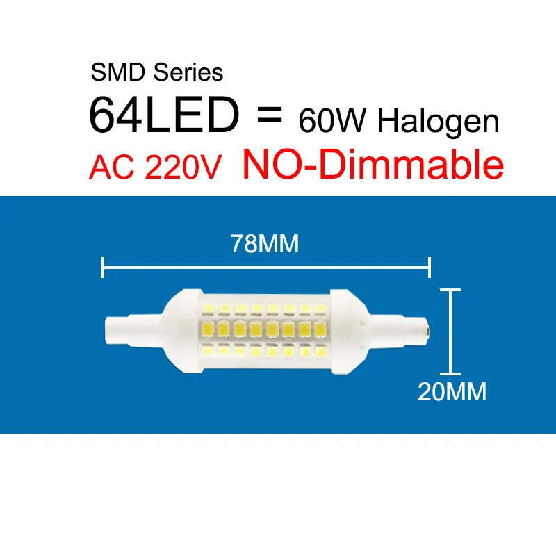 SMD 78mm 220V NonDim Зеленый глаз R7S J78 J118 J135 Светодиодная лампа с регулируемой яркостью лампа «Кукуруза» 78 мм 118 мм 189 мм заменить галогенные лампы 50 Вт Светодиодный прожектор светильник Точечный светильник AC 110V 220V - Испускаемый цвет: SMD 78mm 220V NonDim