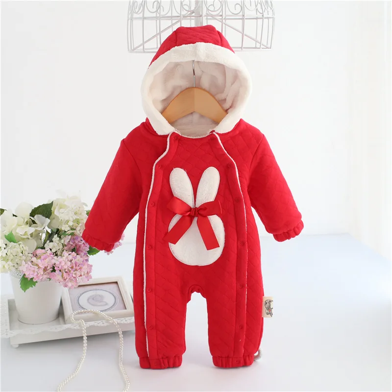 Одежда для новорожденных девочек зимний утепленный хлопковый комбинезон с