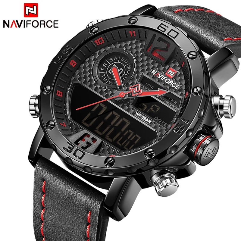Часы наручные NAVIFORCE Мужские кварцевые в стиле милитари роскошные Брендовые