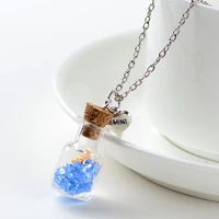 bohemian cubic glass drifting bottle with crystal pendant necklace for women cute natural dry flower choker girls party gift