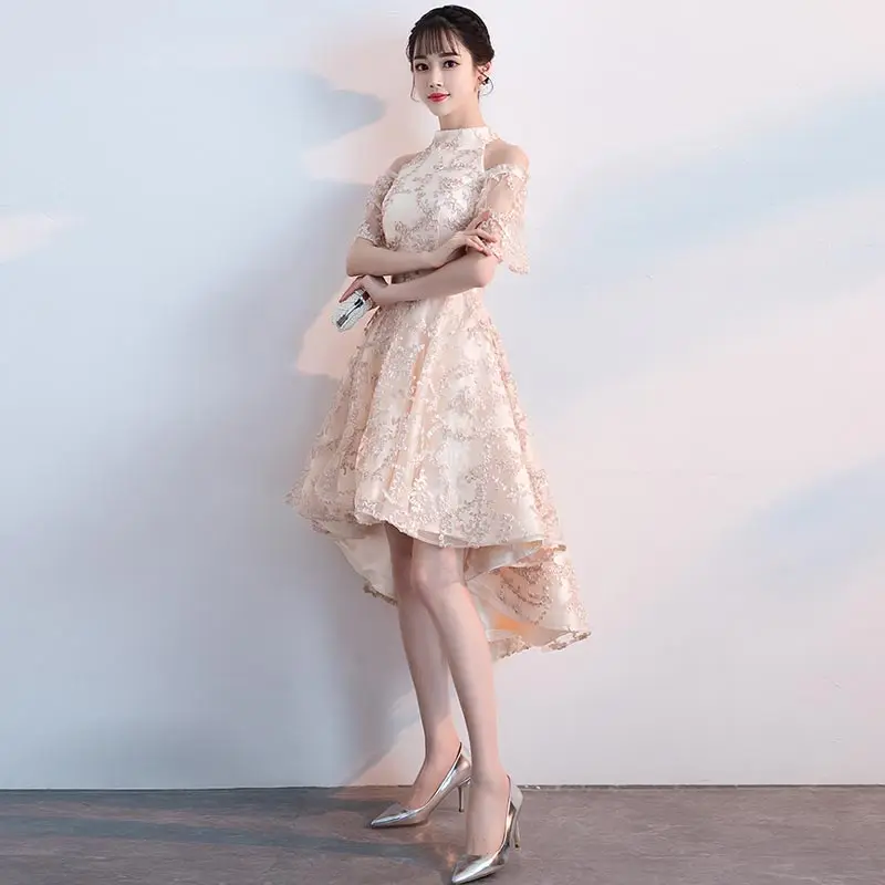FADISTEE Новое поступление элегантное вечернее платье вечерние платья Vestido de Festa кружевное платье для выпускного вечера платье с высоким воротником и короткими рукавами