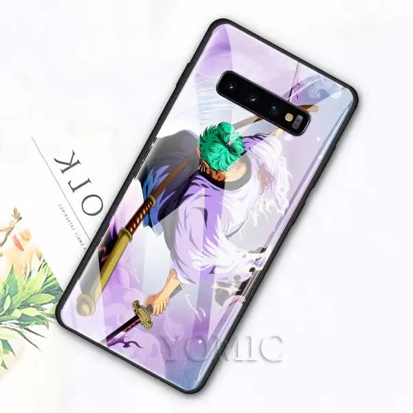006 Чехол из закаленного стекла для samsung Galaxy S10e S10 S8 S9 Plus Note 9 10 A50 A70, чехол для телефона с Аниме one piece Luffy Zoro, роскошное стекло - Цвет: 006