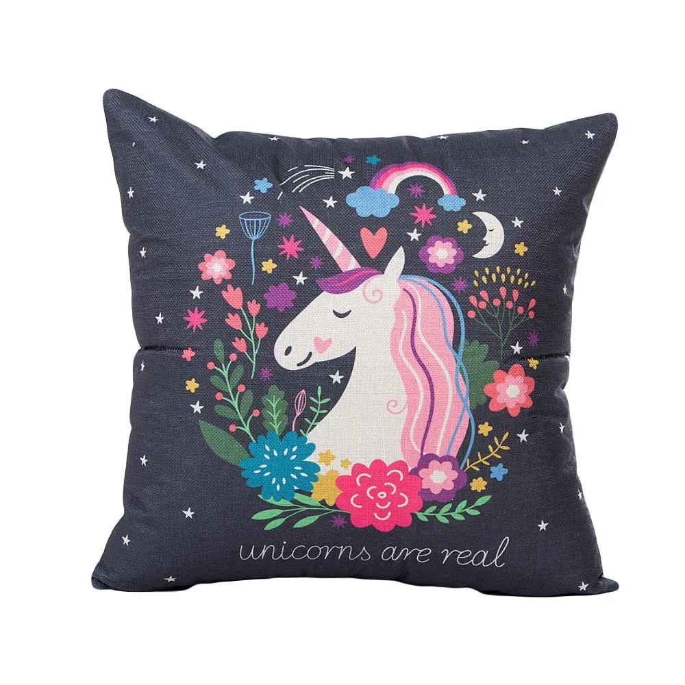17 Милый Чехол на подушку с единорогом, креативный хлопковый льняной Чехол на подушку для дивана, декоративный Чехол на подушку, almohada - Цвет: 17