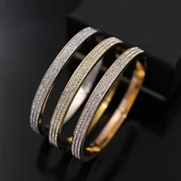 shining three rows crystal rose gold color white gold color yellow gold color titanium steel bangle