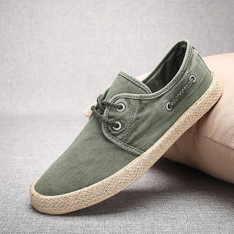 Летние потертые парусиновые туфли мужские кроссовки дышащие эспадрильи