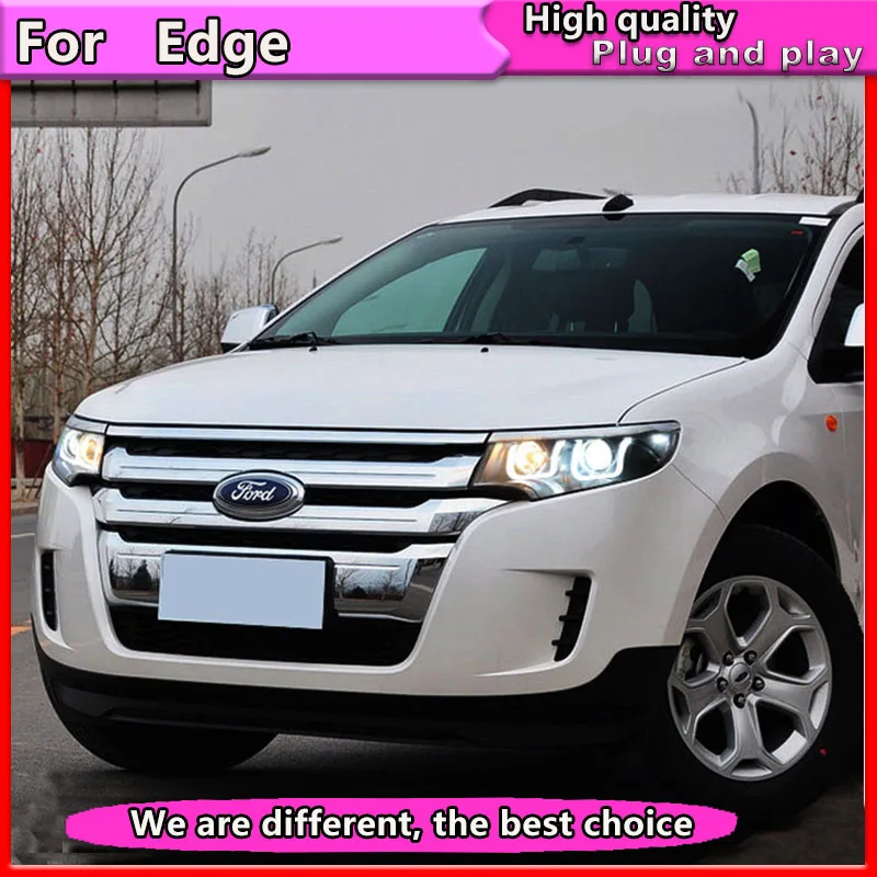 Автомобильный Стайлинг в сборе для FORD EDGE светодиодный фары 2010-2014 bi xenon lens Double U DRL H7