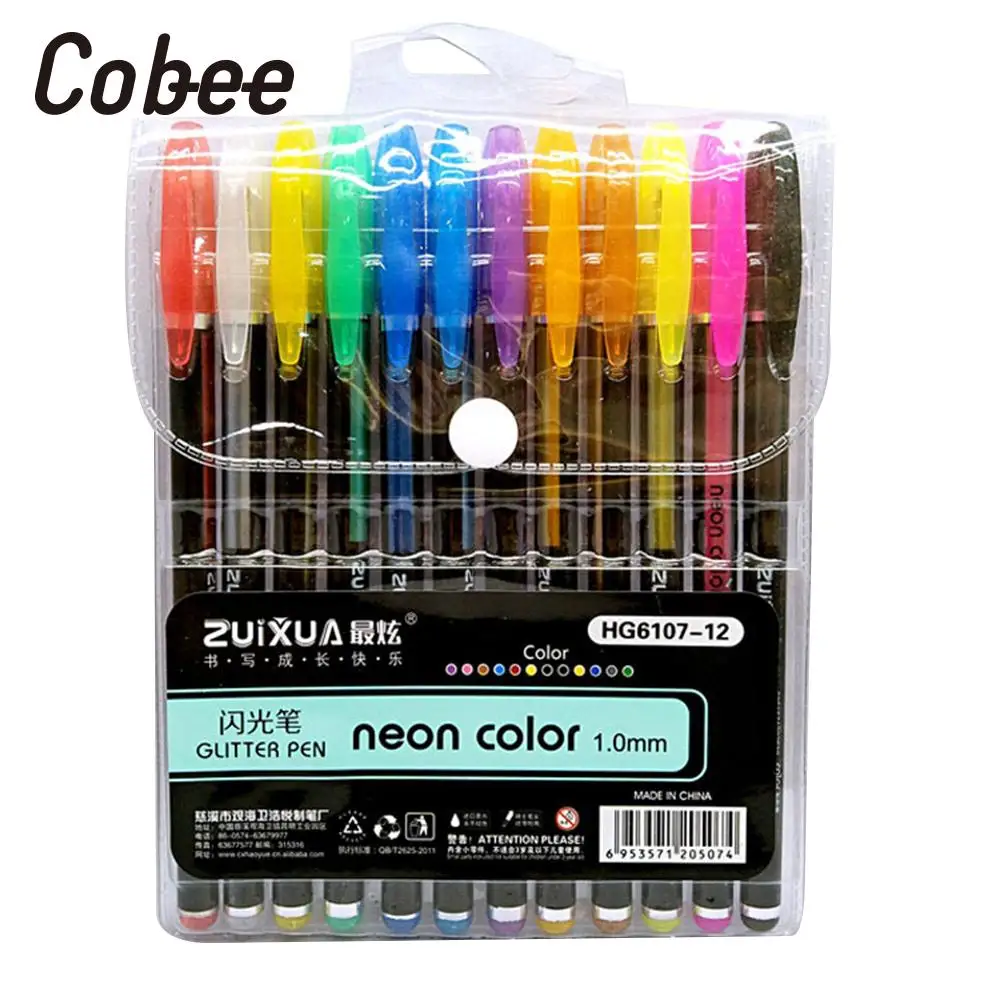 12 colors Ручка-роллер гелевая ручка 1,0 мм пигмент Красочные Канцтовары 12/18/24/36/48 Цвета - Цвет: 12 colors