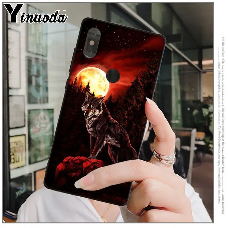 Yinuoda Moon часы на цепочке с медальоном «Школа волка» мягкий, силиконовый, из ТПУ черный чехол для телефона для xiaomi mi 6 8 se note2 3 mi x2 redmi 5 5 plus note 4 5 5