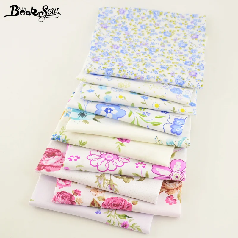 Booksew 100% хлопчатобумажная саржевая Ткань цветочный дизайн серия 10 шт./лот четверть