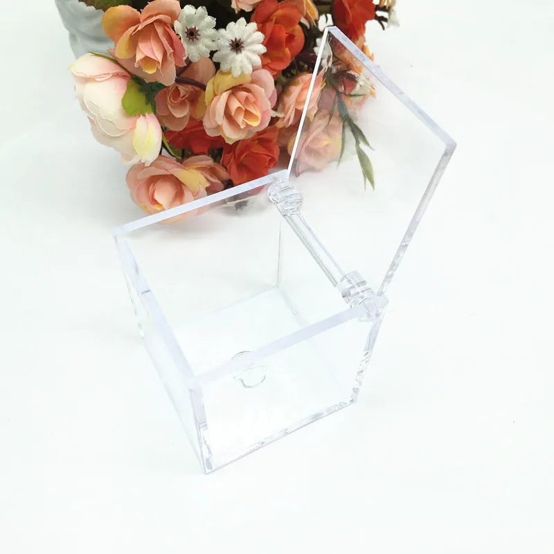 12pcs/lot Personalized Wedding Gift Box Baby Shower Favors Big Size Square Transparent Plastic Candy Box with Customized Labels