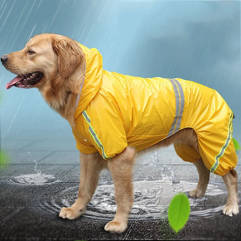 Светоотражающий дождевик для собак ветрозащитное и водонепроницаемое пальто