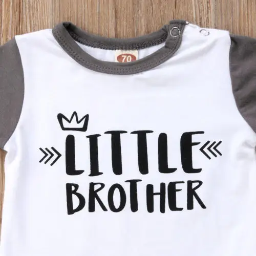 Топы для новорожденных мальчиков боди с изображением маленького брата длинные