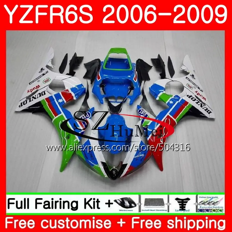 

Корпус для YAMAHA YZF R6 S YZF-R6S 06 09 синий белый корпус 61SH22 YZFR6S 06 07 08 09 YZF R6S 2006 2007 2008 2009 комплект обтекателей
