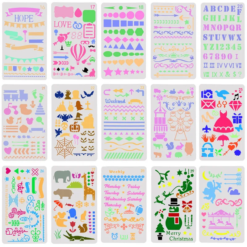 Для Bullet Journal набор 48 шт цветная гелевая ручка и 30 штук Трафарет Шаблон для