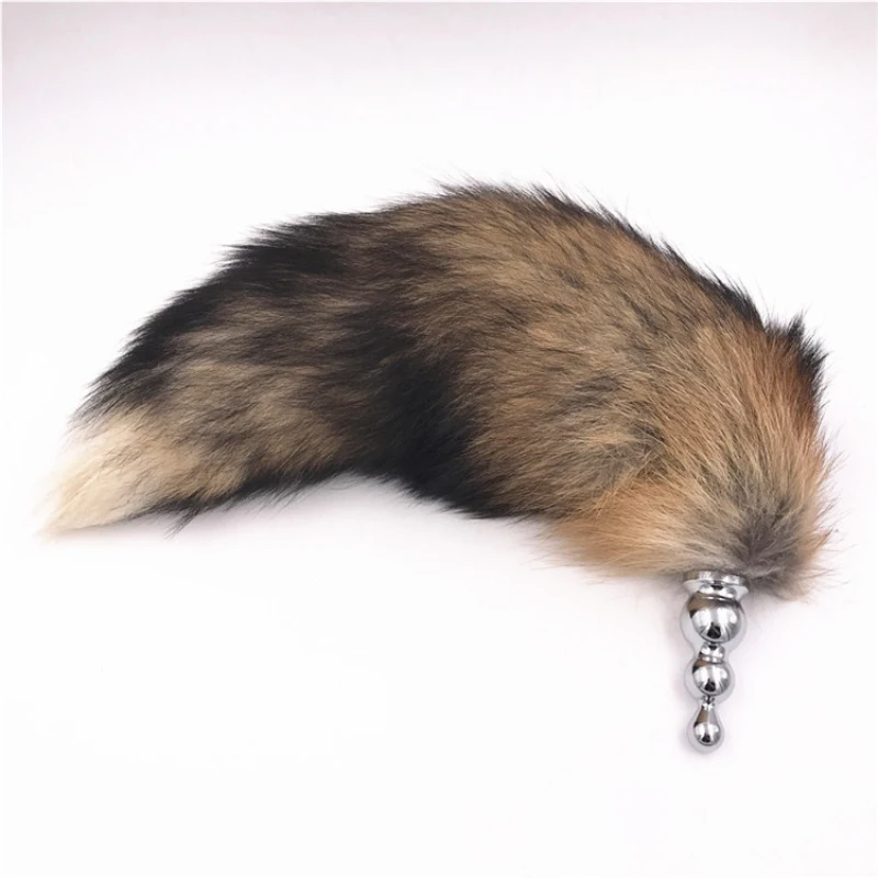 Анальная пробка черного и коричневого цвета с хвостом животного анальная из