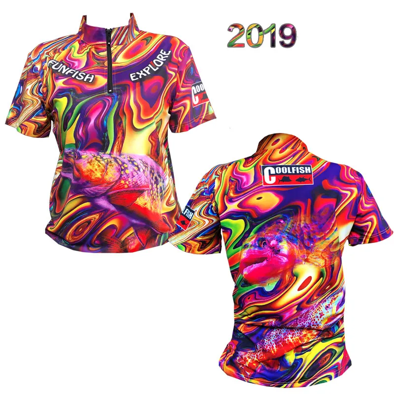 Женская и мужская Трикотажная Рубашка FUN2019 с коротким рукавом воротником на