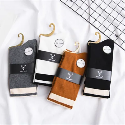 Новые хлопковые женские высокие чулки модные Асимметричные двухбарные Гольфы