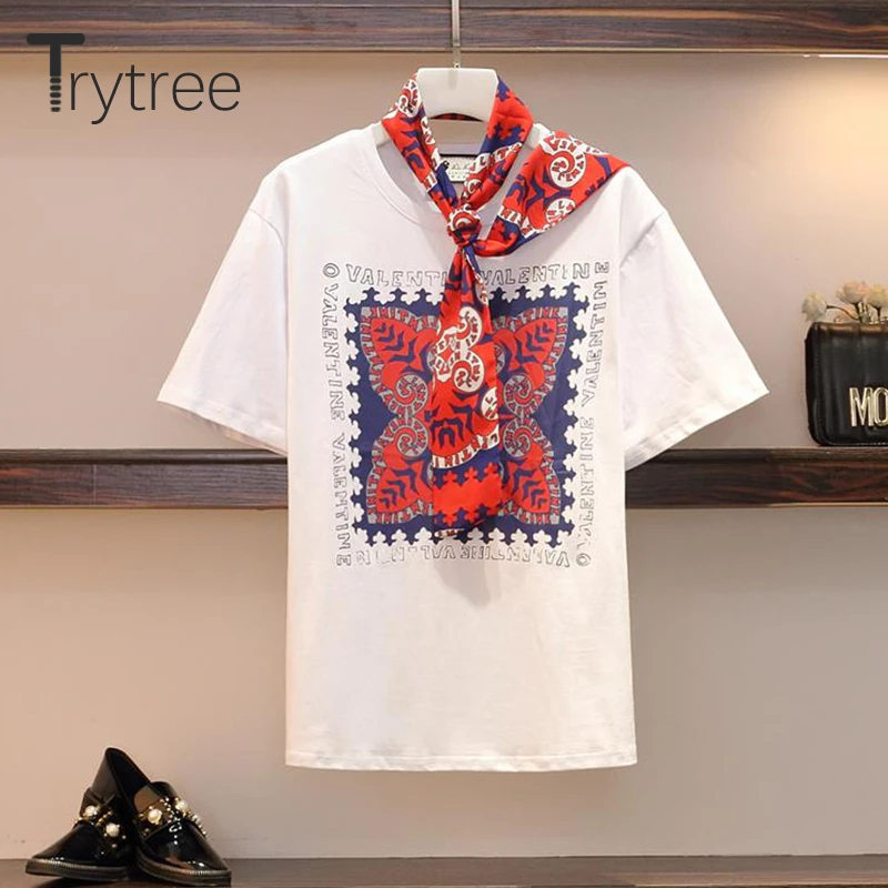 Trytree летний женский комплект из двух предметов модный шарф с круглым вырезом и