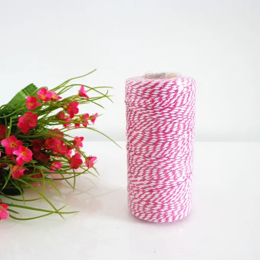 

3 Spools (110yard/spool) Pick Colors Hot Pink Cotton Bakers Twine 12ply,Packaging Craft Striped Divine Twine,String Cords Rope