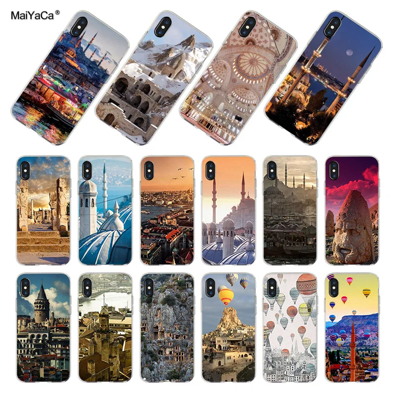 Потрясающий мягкий чехол для мобильного телефона Fuul Color Turkey City Mountain Ocean iPhone x xs max xr