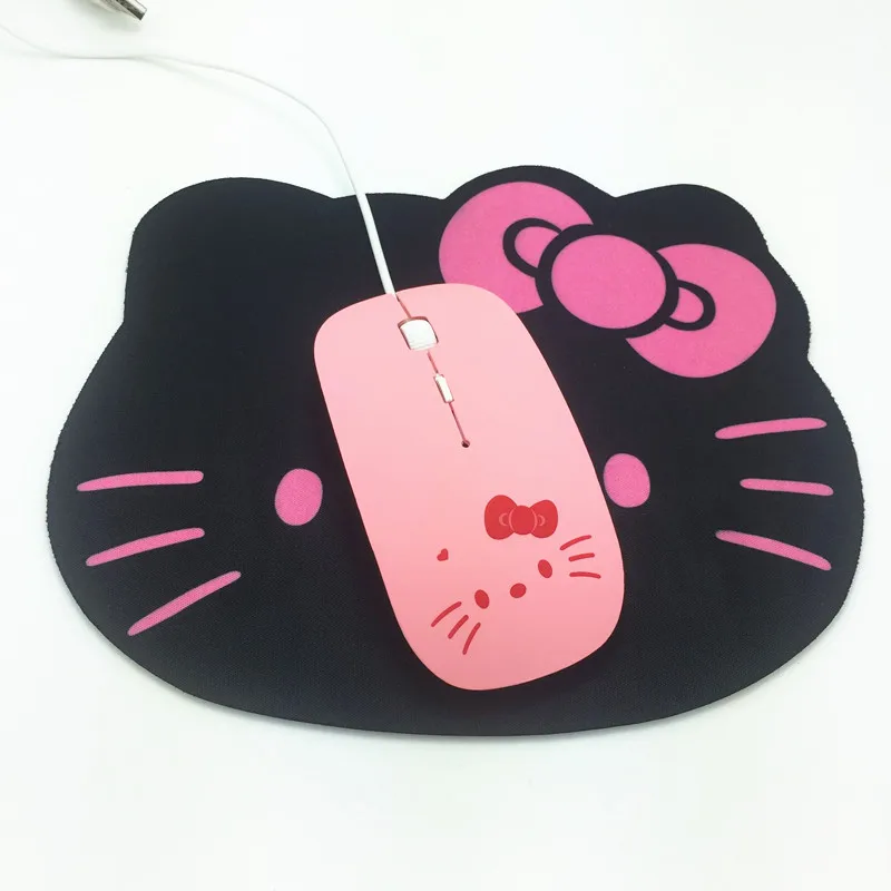 Розовая проводная USB мышь hello kitty с кабелем симпатичная мышь из мультфильма 1200 dpi оптическая KT кошки-мышки для компьютера ПК ноутбука - Цвет: Розовый