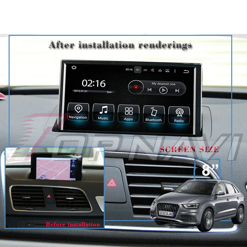 Topnavi Android 7,1 автомобильный медиацентр плеер видео для AUDI Q3(2011 2012 2013) Стерео gps навигация Радио 2 Din