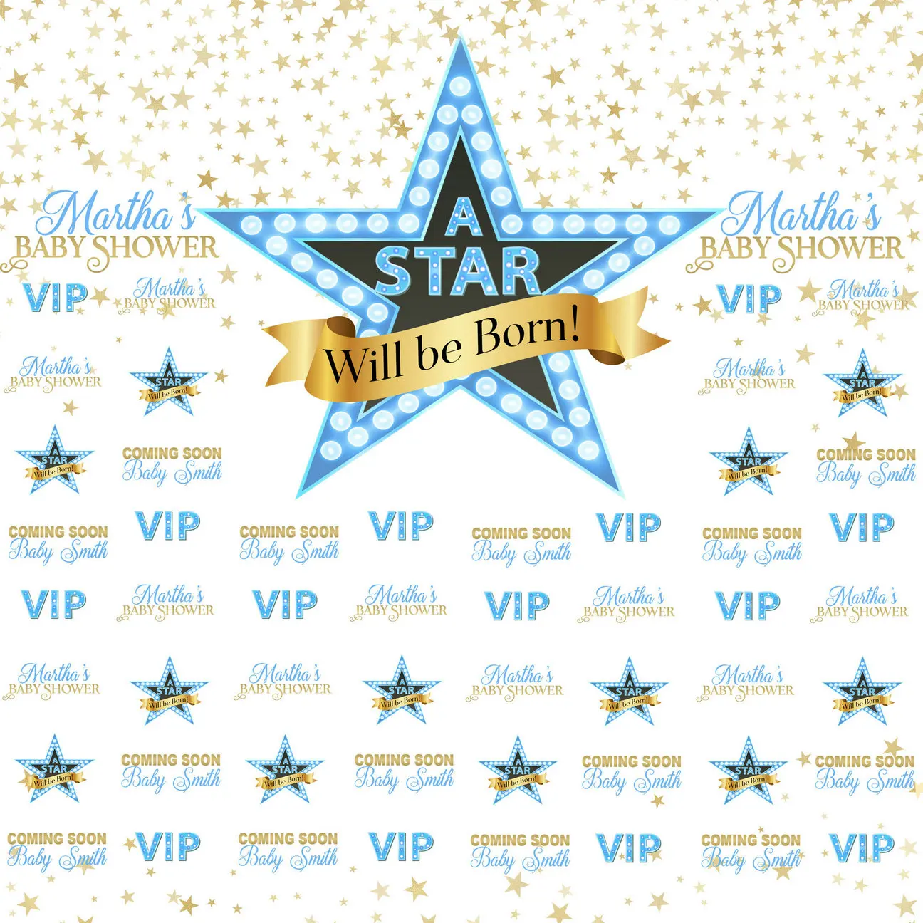 Пользовательские золотые звезды VIP Baby Shower декорации высокое качество