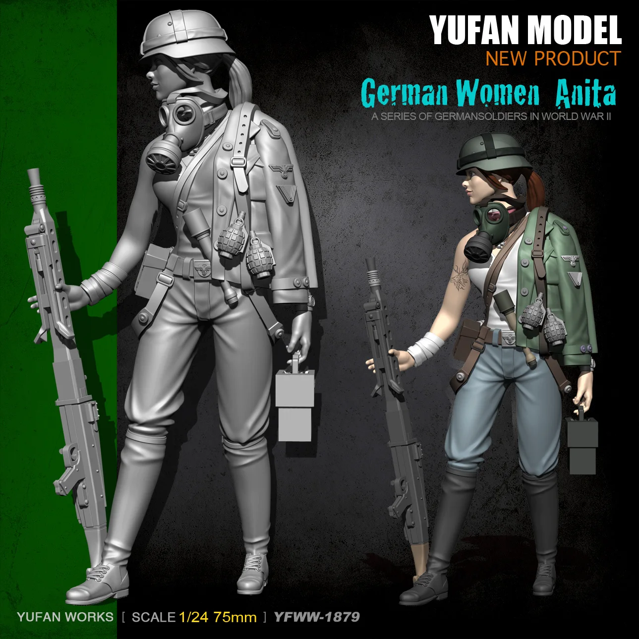 YuFan модель 1/24 смолы Наборы женский пулеметчик Смола Солдат YFWW-1879 | Игрушки и хобби