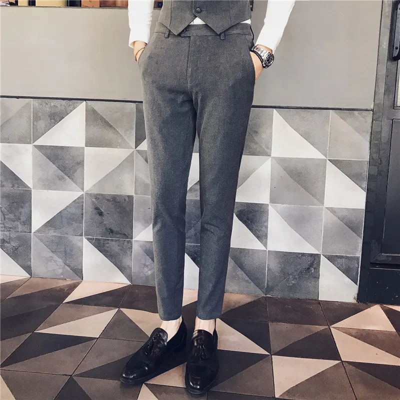 Новинка 2019 Мужская модная эксклюзивная однотонная свадебная одежда Костюмные