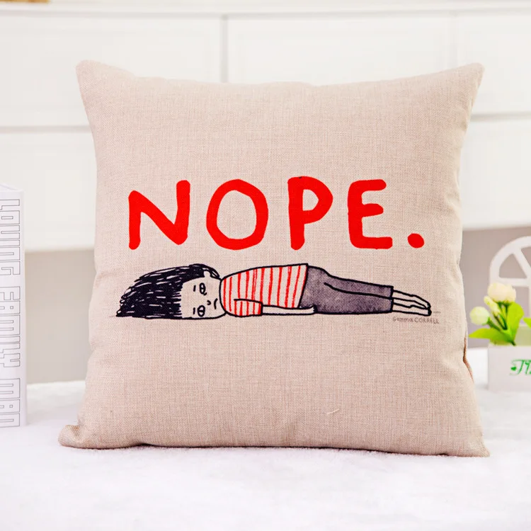 Наволочка с мультяшным принтом &quotNOPE&quot наволочки для подушек бесплатная