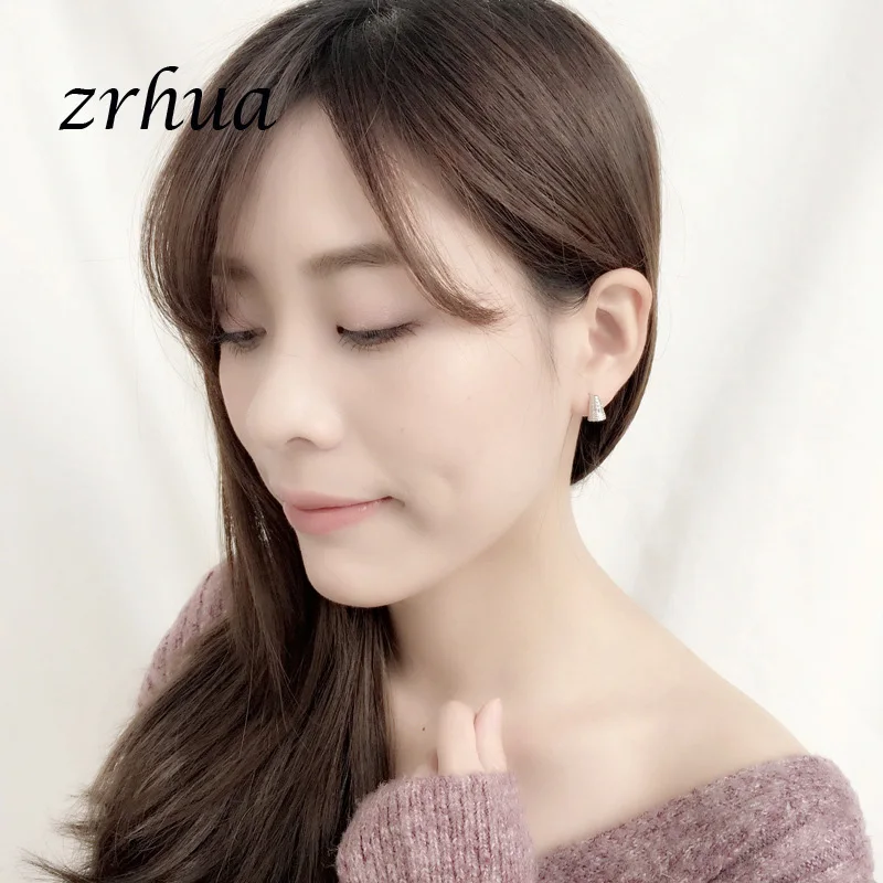 ZRHUA/, клевые серьги из стерлингового серебра 925 пробы для девочек, милые животные, цветок, сверкающие aretes, рождественские подарки для женщин, влюбленных