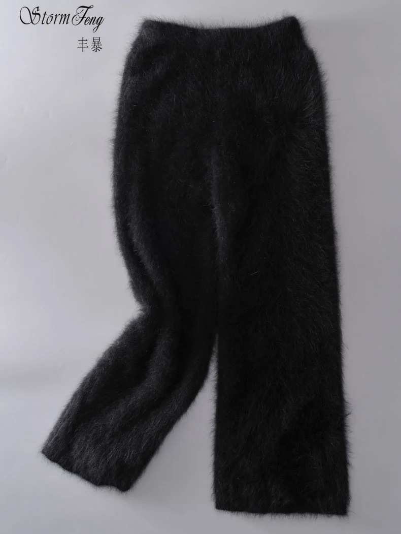 New plush mink cashmere lady temperament wide leg pants knitted thin waist thickened wide leg pants K17929