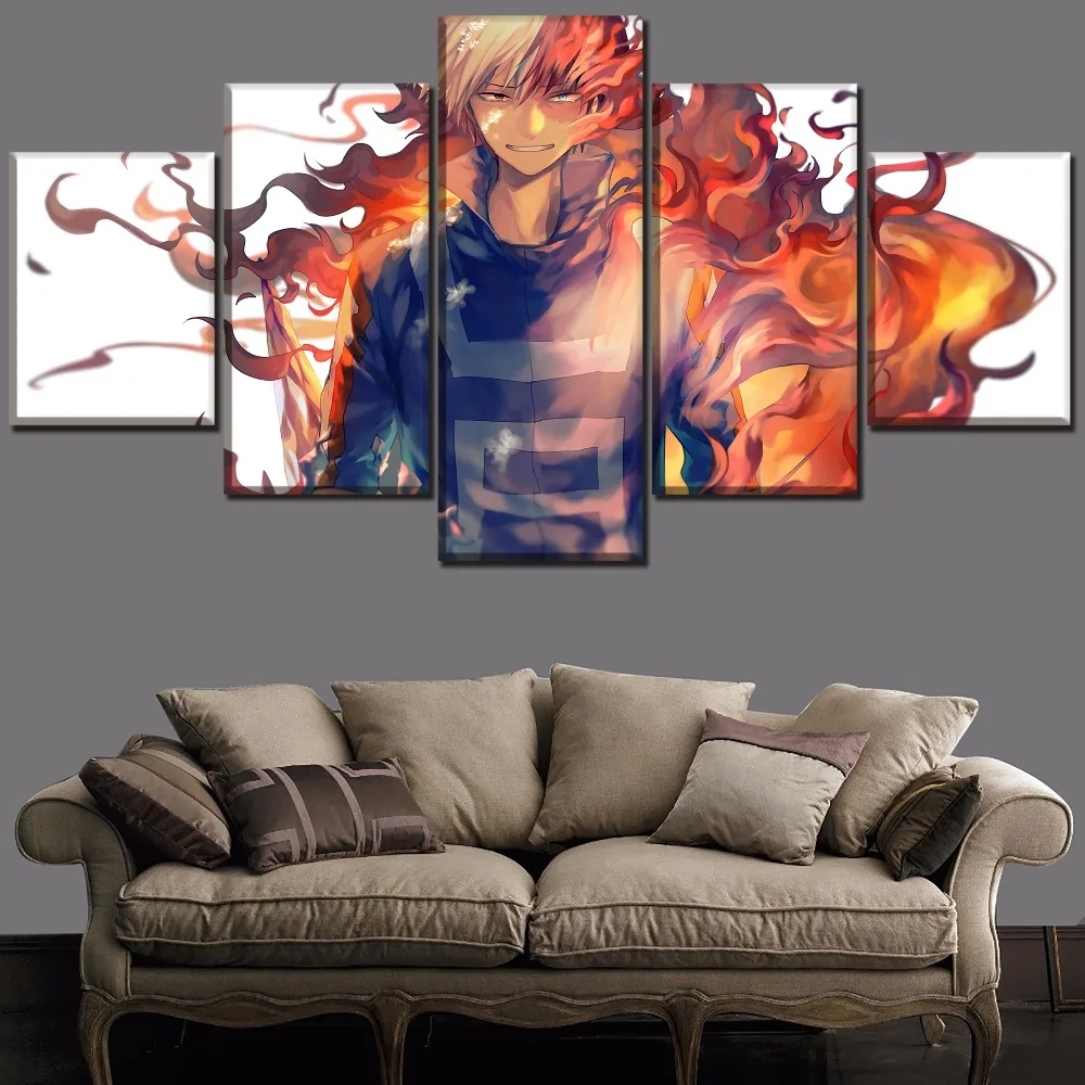 5 панелей Постер Boku no Hero My Academia Shouto Todoroki Картина на холсте с принтом домашний декор