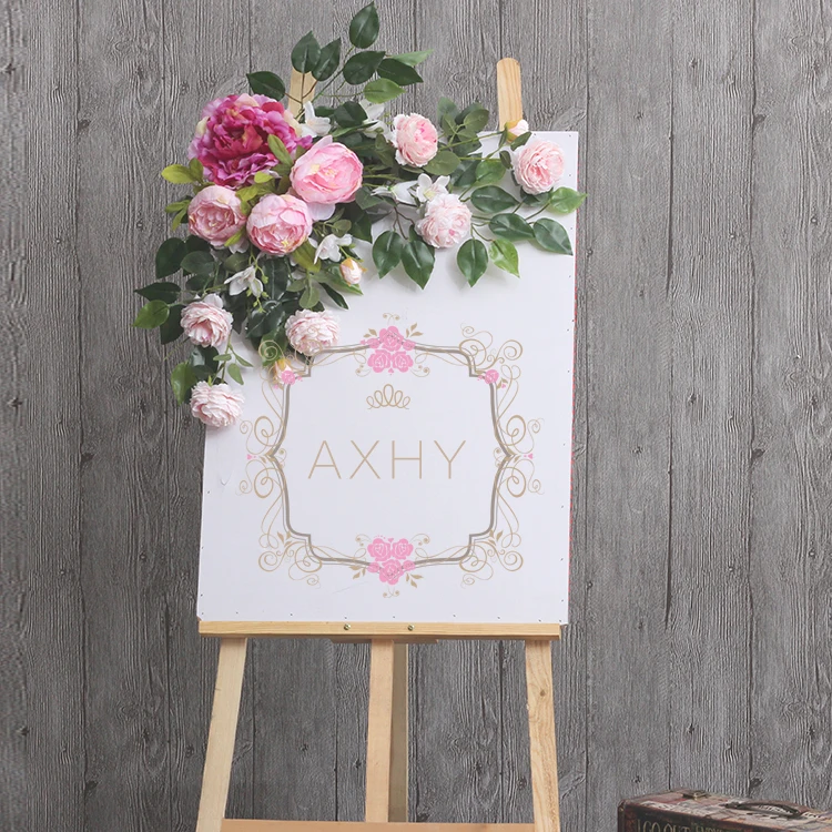 DIY Свадебные реквизиты Свадебные приветственные карты цветы отель знак воды Творческий знак Цветочные украшения Дорога свинец Флорес Искусственные Стены - Цвет: C