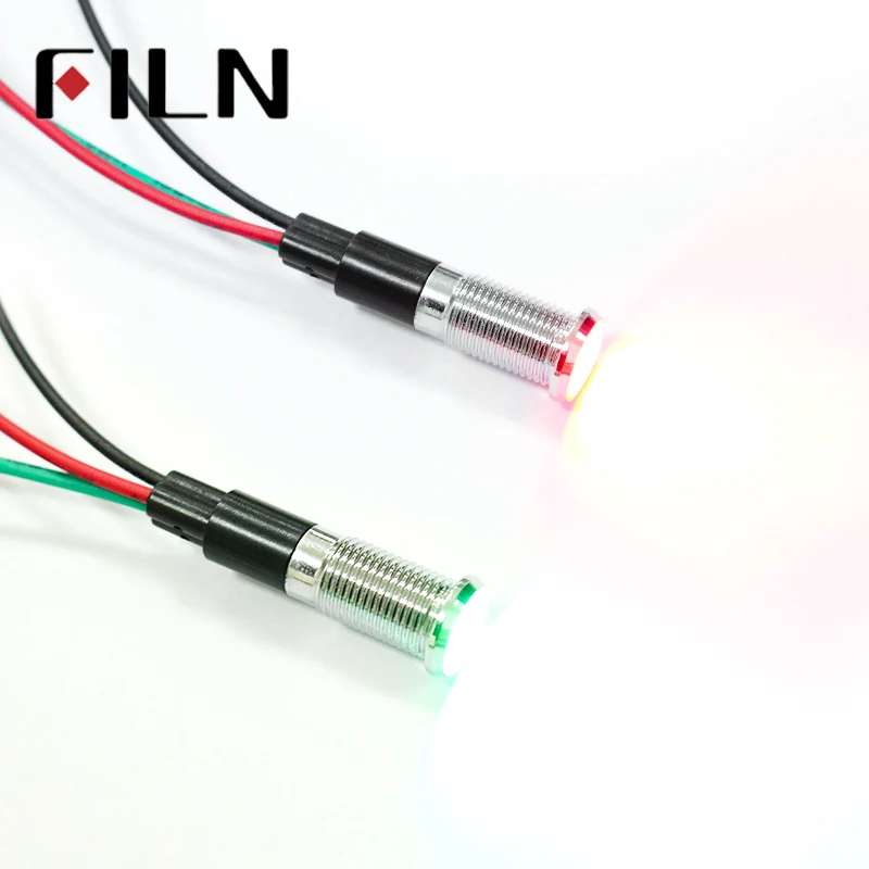 FILN FL1M-8FW-D 8 мм красный зеленый Металл 6 в 36 в 110 В 220 В двухцветный 12 В светодиодный индикатор с кабелем